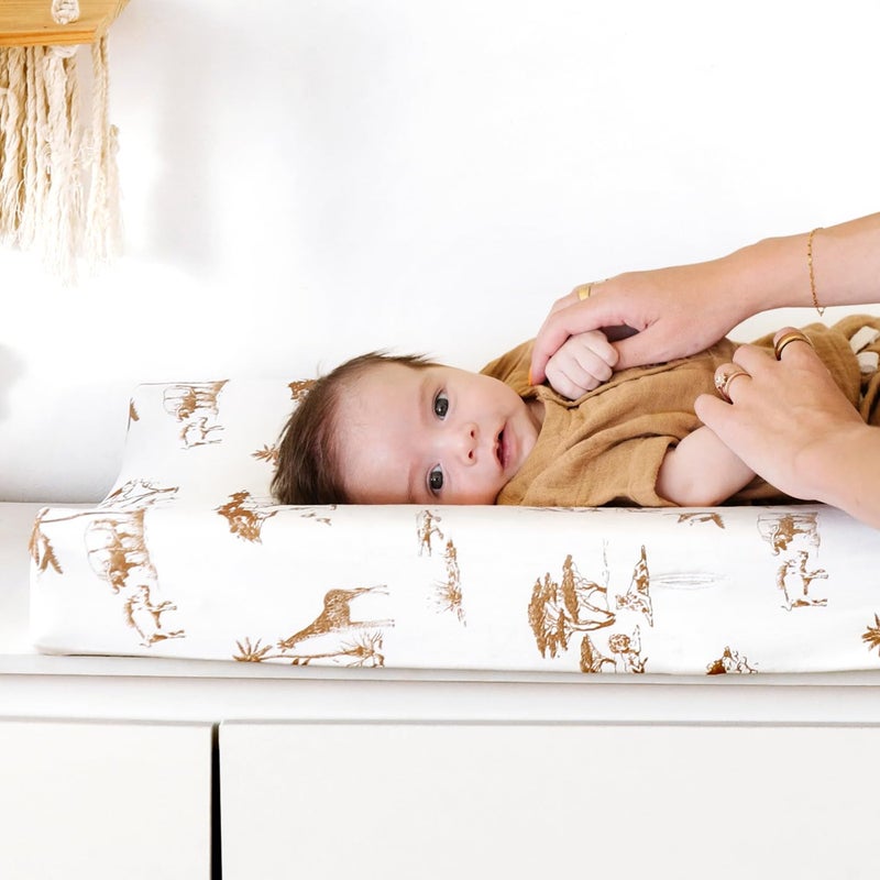 GRSSDER Stretch Ultra Soft Jersey Knit Changing Pad Cover Set 2 Pack, Change Table Pad Covers Fit 32"/34" x 16" Pads Safe and Snug, Stylish Elk Animals Pattern - Image 5